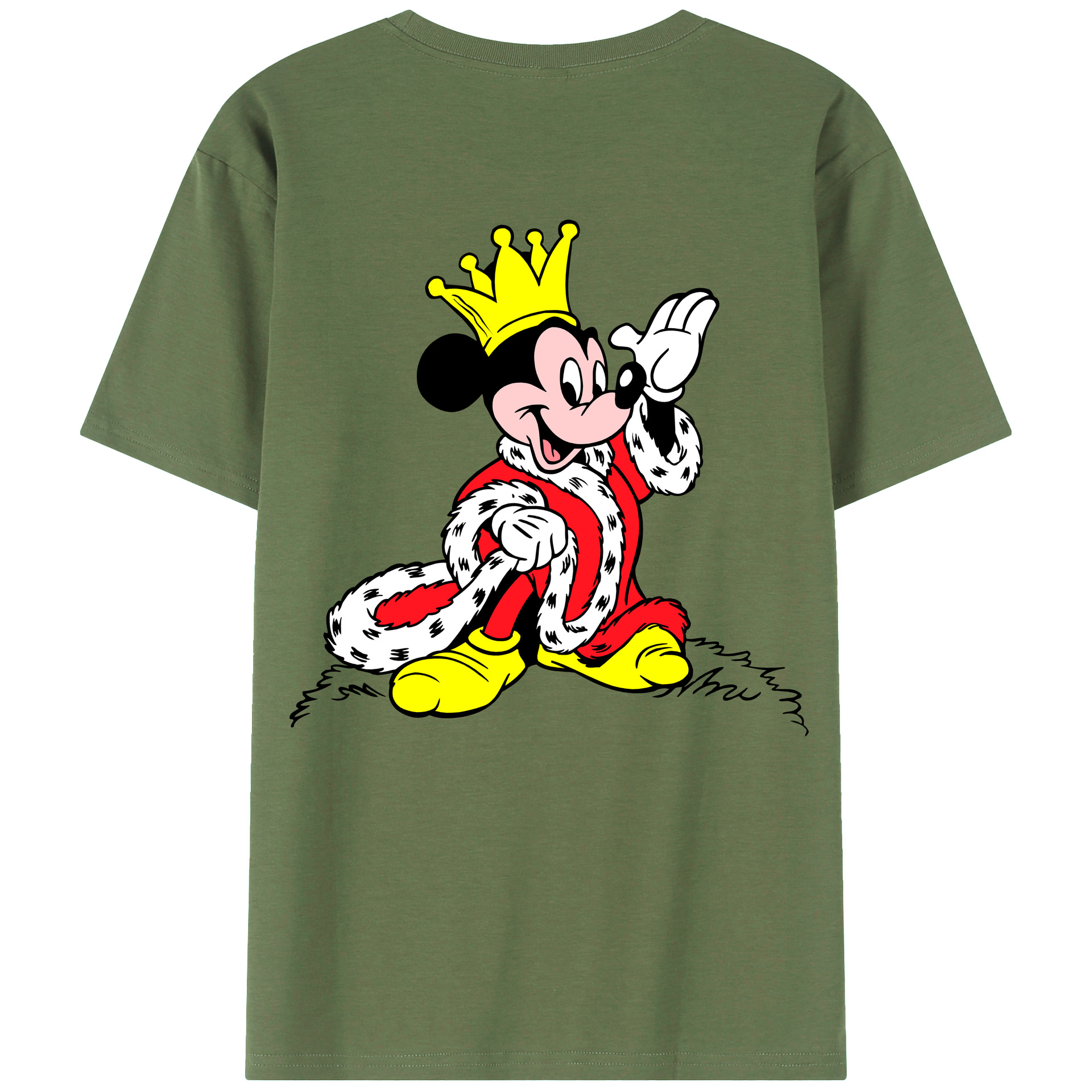 ミッキーマウス Mickey Mouse 綿100％ メンズ半袖Tシャツ（バックプリント） 通気性